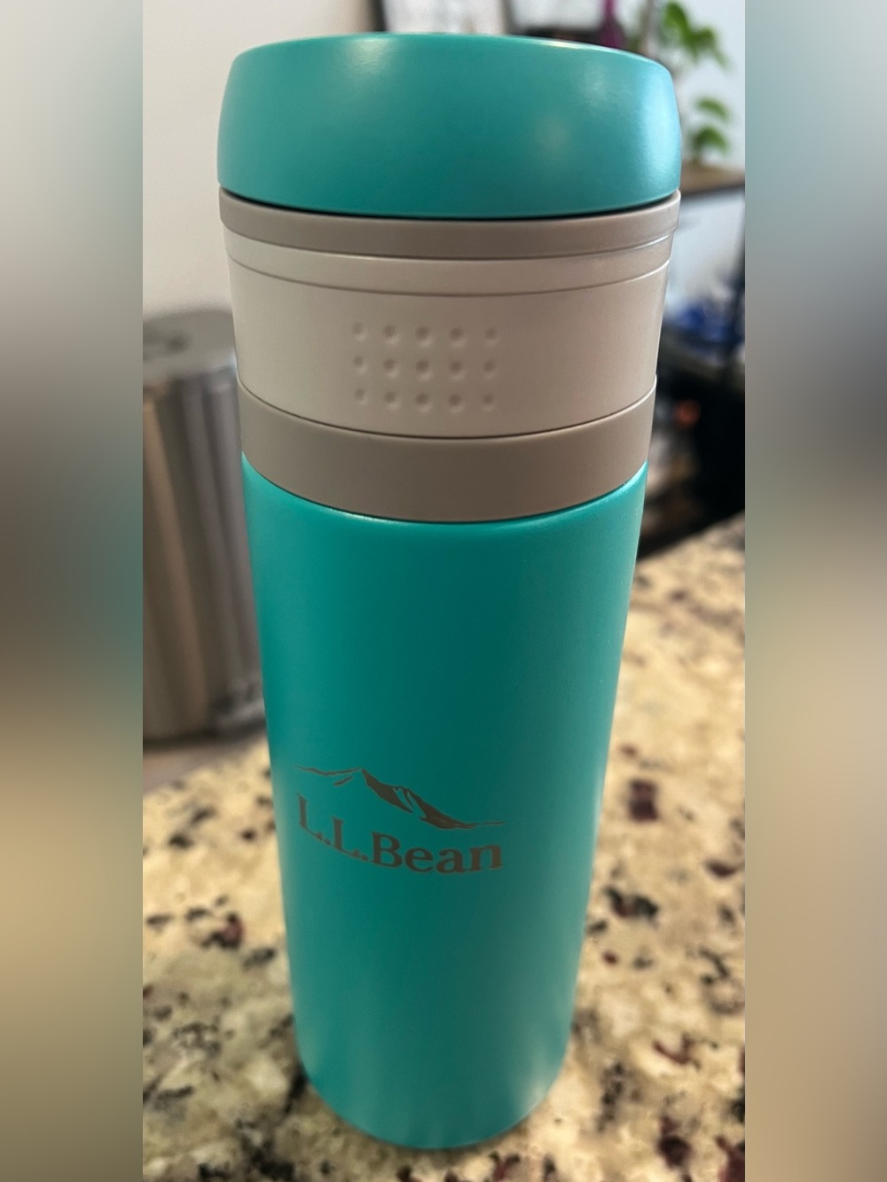 L.L. Bean Teal Travel Flask with Light Gray Lid